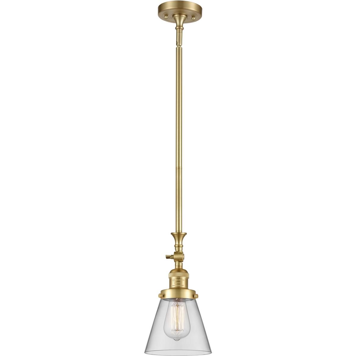 Innovations Lighting 206-SG-G62-LED Franklin Restoration Cone LED 6 inch Satin Gold Mini Pendant Ceiling Light in Clear, Franklin Restoration
