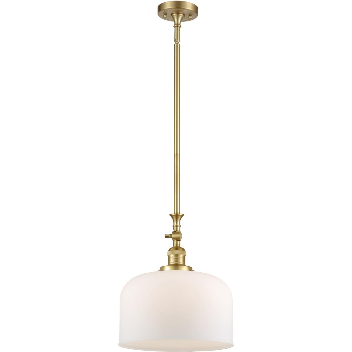 Innovations Lighting 206-SG-G71-L-LED Franklin Restoration Bell LED 12 inch Satin Gold Mini Pendant Ceiling Light in Matte White, Franklin Restoration