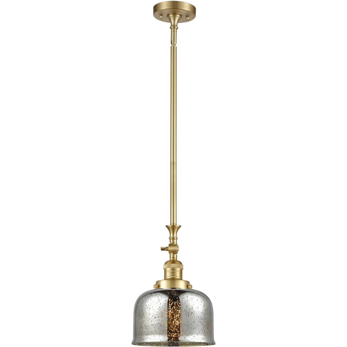 Innovations Lighting 206-SG-G78 Franklin Restoration Bell 1 Light 8 inch Satin Gold Mini Pendant Ceiling Light in Incandescent, Silver Plated Mercury,