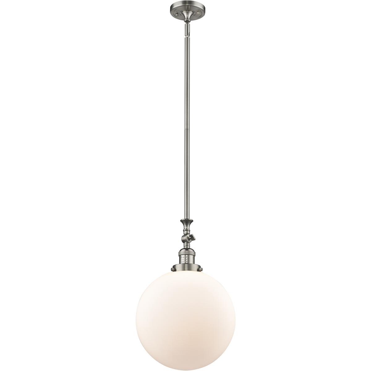 Innovations Lighting 206-SN-G201-12-LED Franklin Restoration Beacon LED 12 inch Brushed Satin Nickel Mini Pendant Ceiling Light in Matte White, Frankl