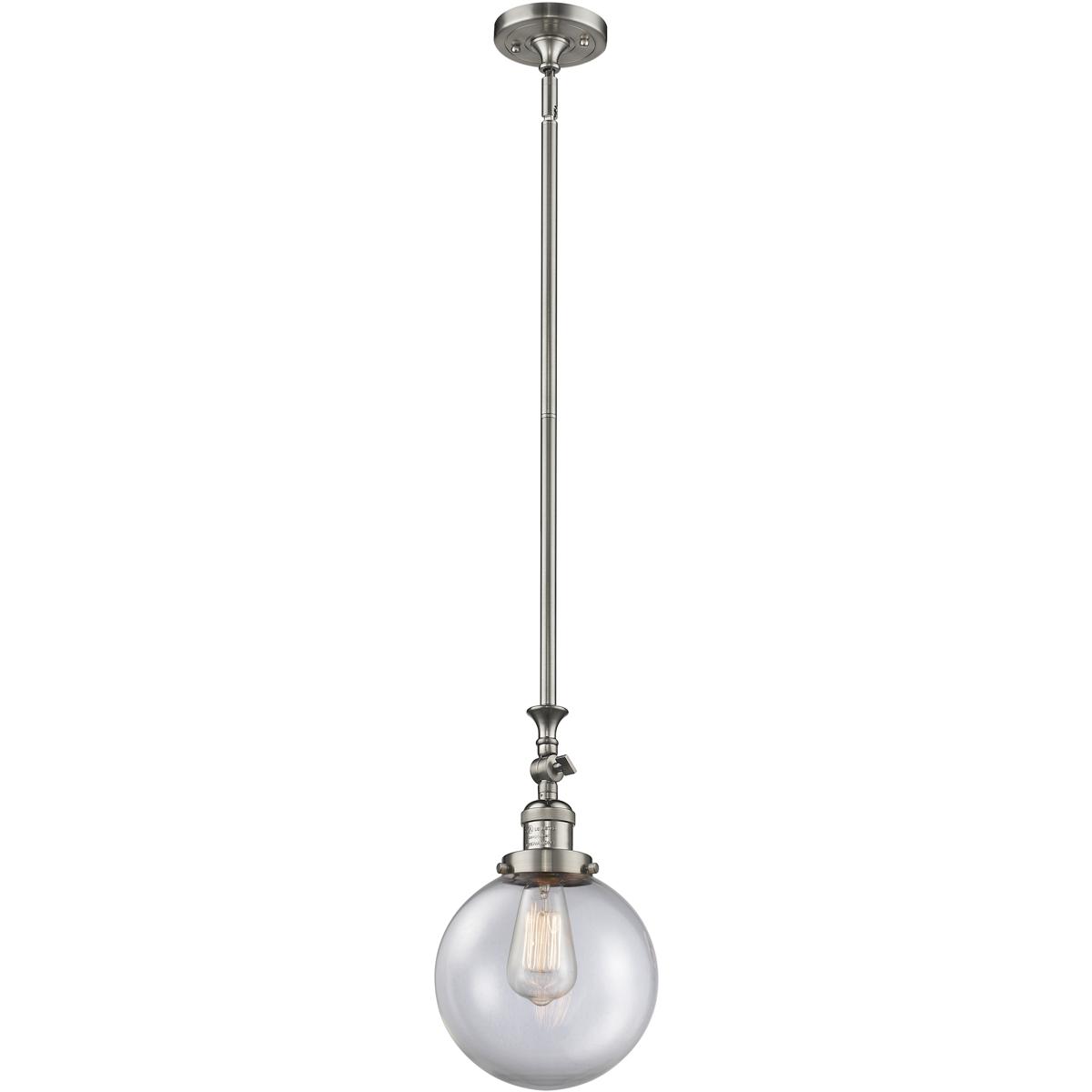 Innovations Lighting 206-SN-G202-8 Franklin Restoration Beacon 1 Light 8 inch Brushed Satin Nickel Mini Pendant Ceiling Light in Incandescent, Clear, 