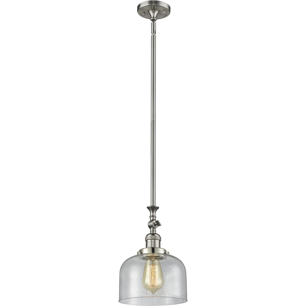 Innovations Lighting 206-SN-G74 Franklin Restoration Bell 1 Light 8 inch Brushed Satin Nickel Mini Pendant Ceiling Light in Incandescent, Seedy, Frank