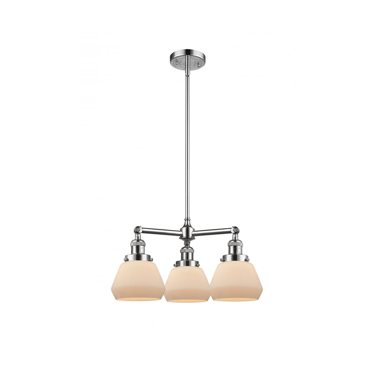 Innovations Lighting 207-PC-G171-LED Franklin Restoration Fulton LED 22 inch Polished Chrome Chandelier Ceiling Light in Matte White Glass, Franklin R