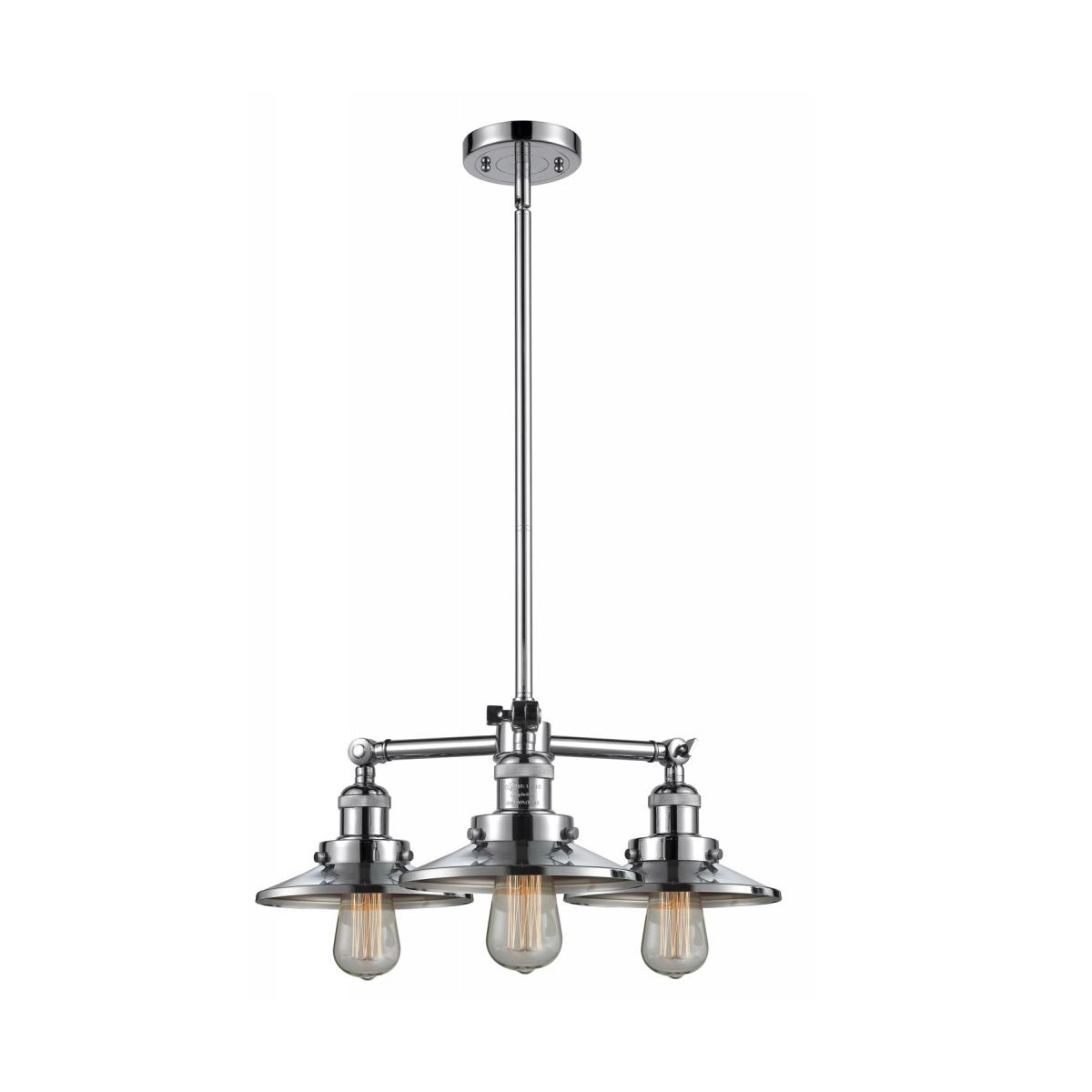 Innovations Lighting 207-PC-M7-LED Franklin Restoration Railroad LED 19 inch Polished Chrome Chandelier Ceiling Light, Franklin Restoration