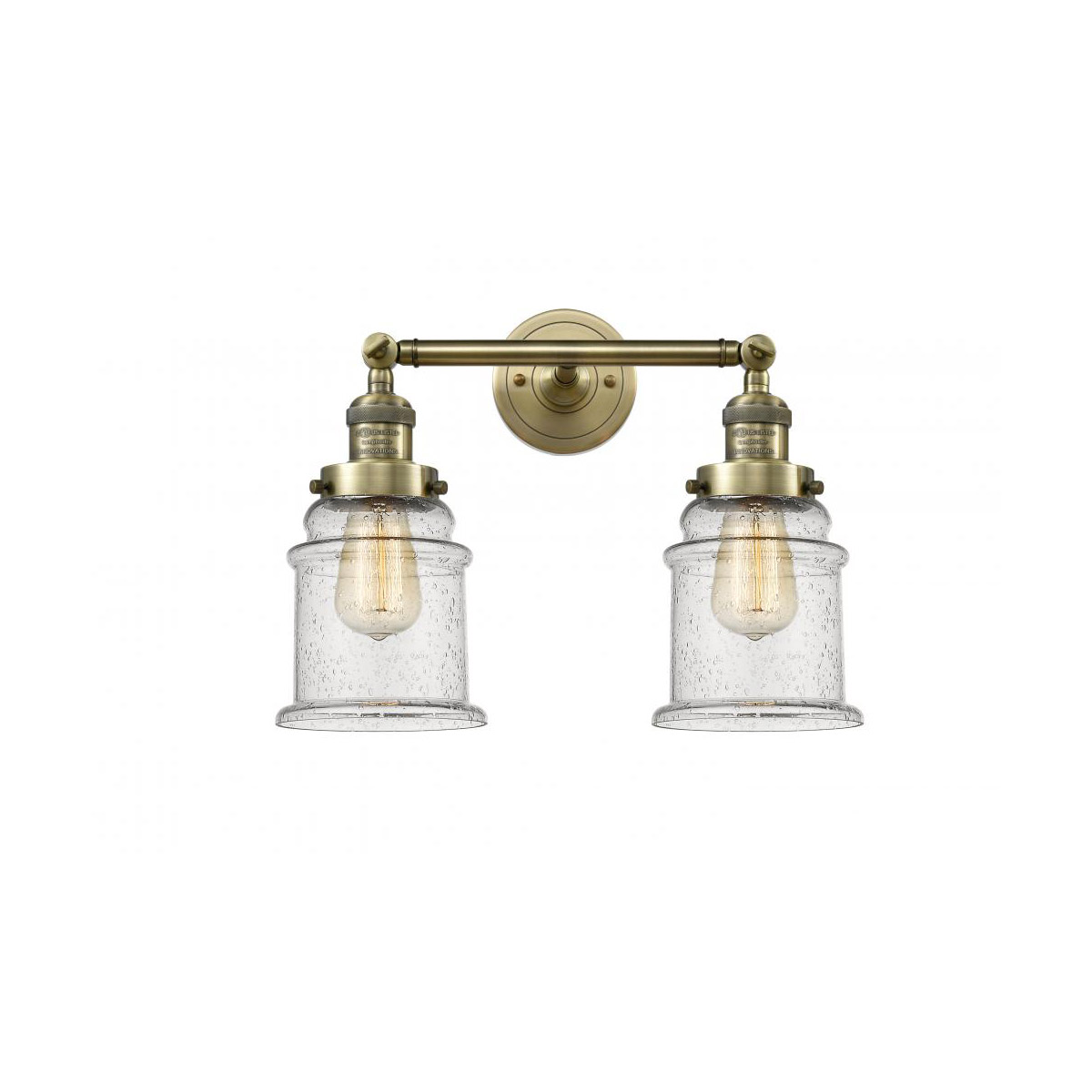 Innovations Lighting 208-AB-G184-LED Franklin Restoration Canton LED 17 inch Antique Brass Bath Vanity Light Wall Light in Seedy Glass, Franklin Resto