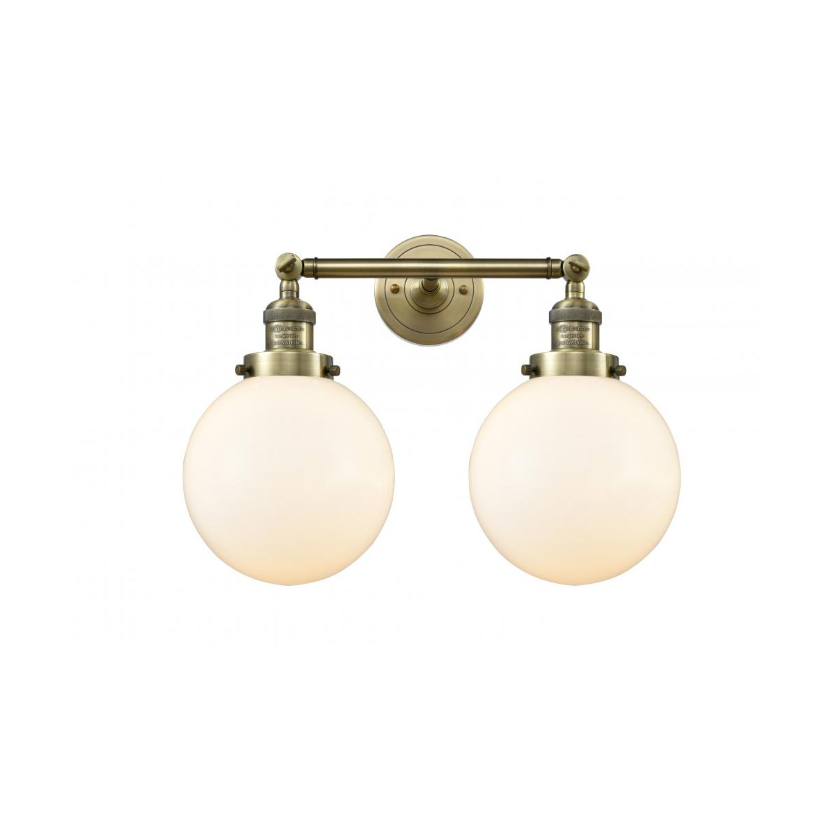 Innovations Lighting 208-AB-G201-8-LED Franklin Restoration Large Beacon LED 19 inch Antique Brass Bath Vanity Light Wall Light in Cased Matte White G