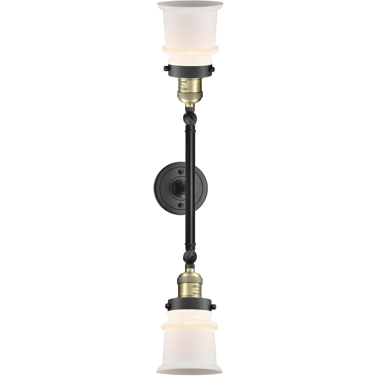 Innovations Lighting 208-BAB-G181S Franklin Restoration Small Canton 2 Light 17 inch Black Antique Brass Bath Vanity Light Wall Light in Matte White G