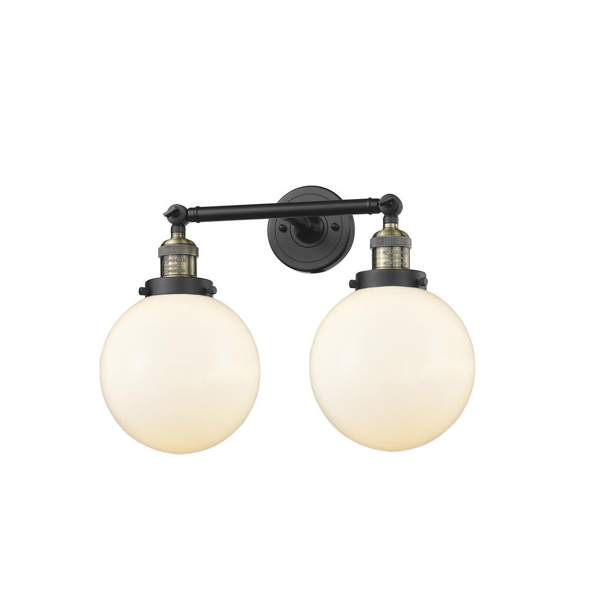 Innovations Lighting 208-BAB-G201-8-LED Franklin Restoration Large Beacon LED 19 inch Black Antique Brass Bath Vanity Light Wall Light in Matte White 
