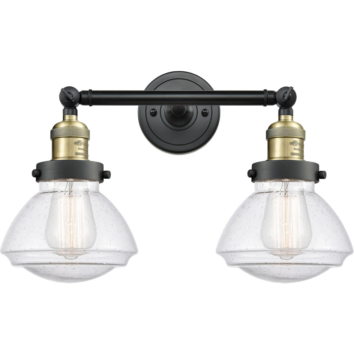 Innovations Lighting 208-BAB-G324 Franklin Restoration Olean 2 Light 17 inch Black Antique Brass Bath Vanity Light Wall Light in Seedy Glass, Franklin