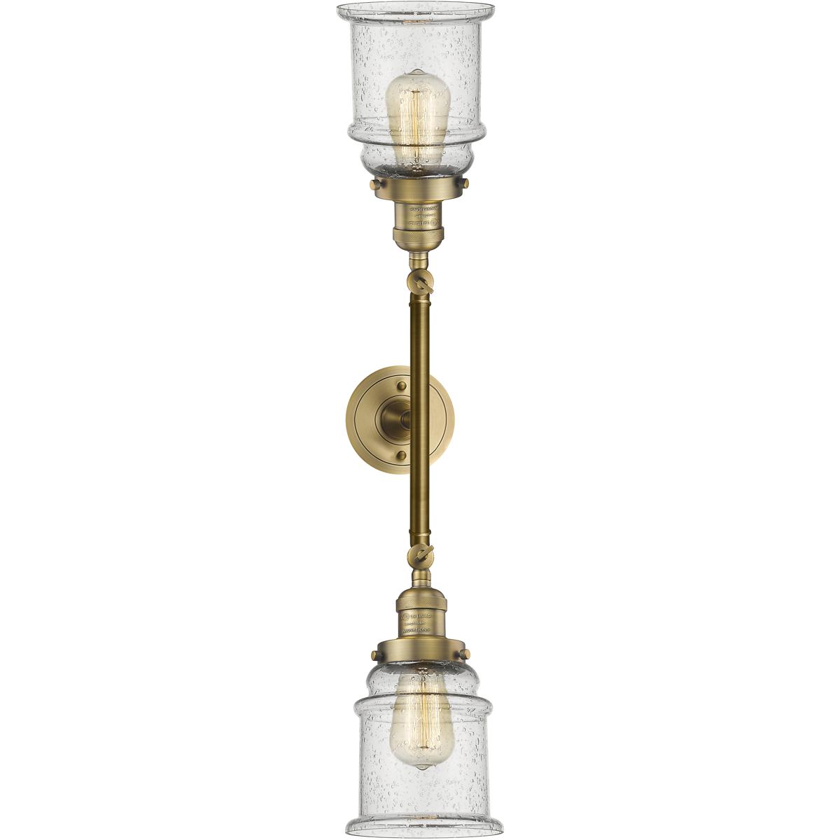 Innovations Lighting 208-BB-G184 Franklin Restoration Canton 2 Light 17 inch Brushed Brass Bath Vanity Light Wall Light in Seedy Glass, Franklin Resto