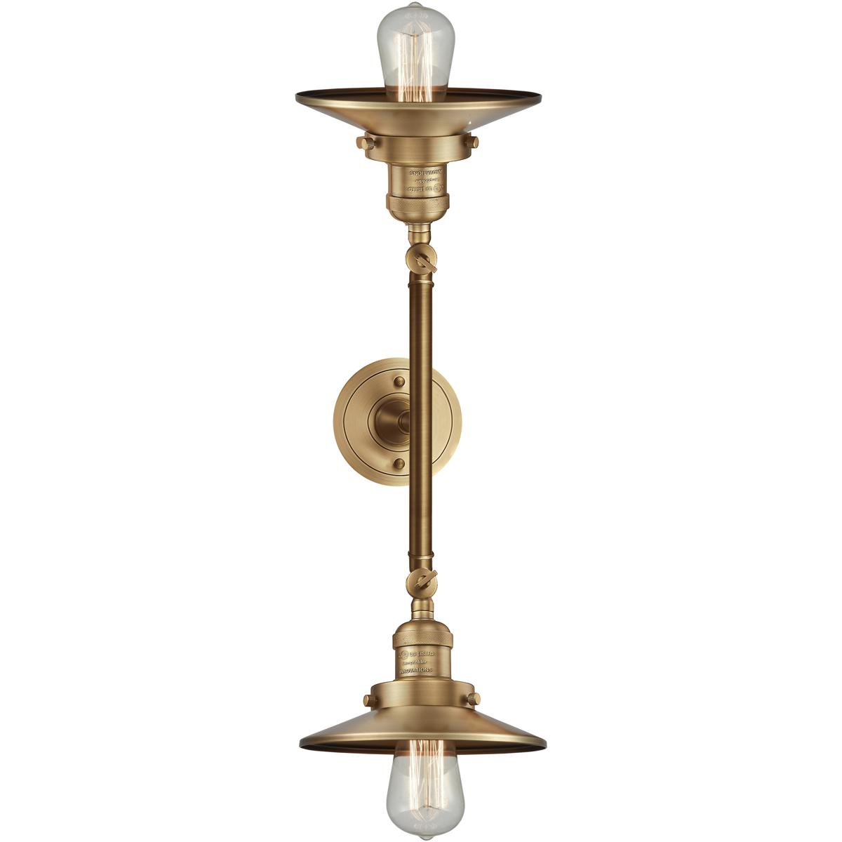 Innovations Lighting 208-BB-M4 Franklin Restoration Railroad 2 Light 18 inch Brushed Brass Bath Vanity Light Wall Light, Franklin Restoration