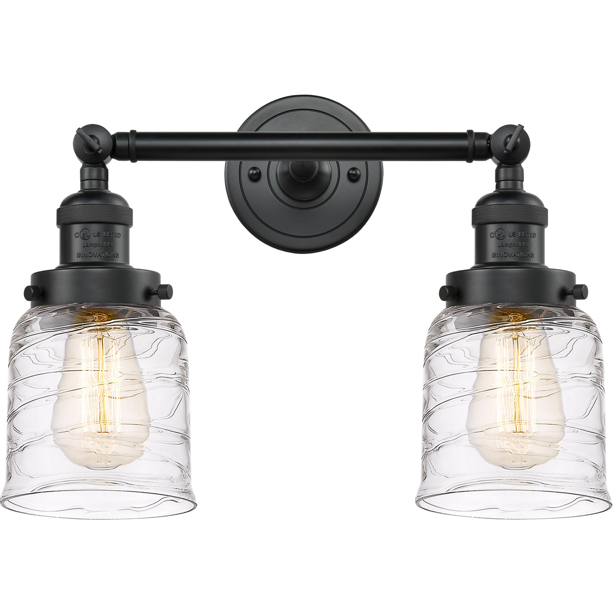 Innovations Lighting 208-BK-G513 Franklin Restoration Bell 2 Light 16 inch Matte Black Bath Vanity Light Wall Light