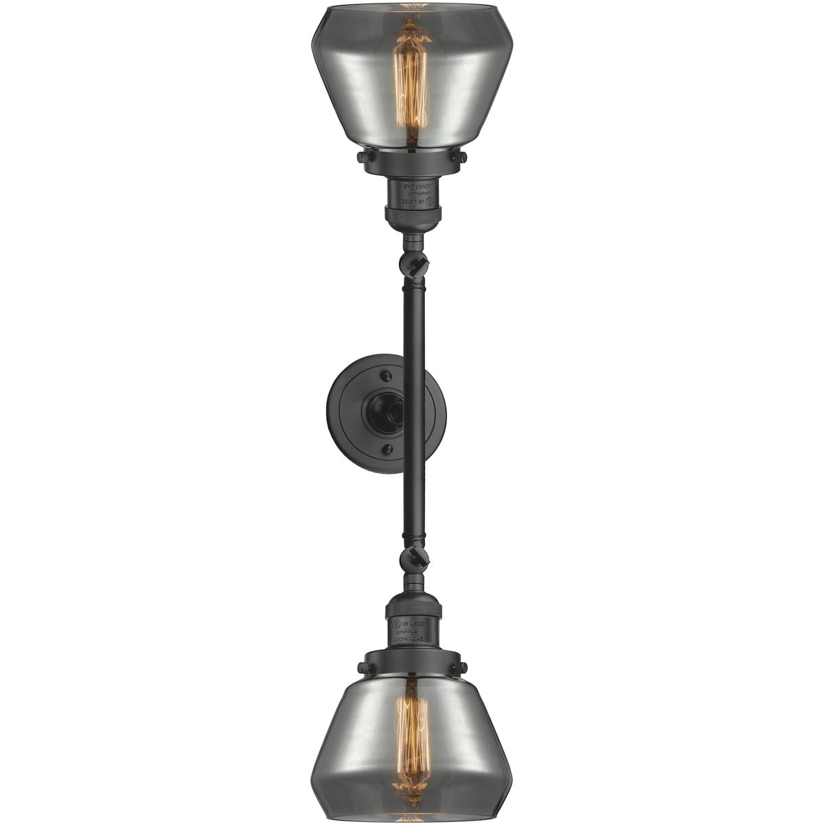 Innovations Lighting 208-OB-G173 Franklin Restoration Fulton 2 Light 17 inch Oil Rubbed Bronze Bath Vanity Light Wall Light in Plated Smoke Glass, Fra