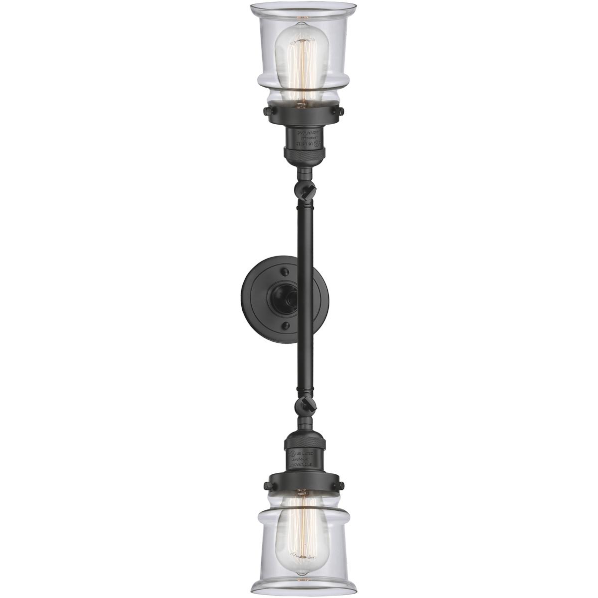 Innovations Lighting 208-OB-G182S Franklin Restoration Small Canton 2 Light 17 inch Oil Rubbed Bronze Bath Vanity Light Wall Light in Clear Glass, Fra