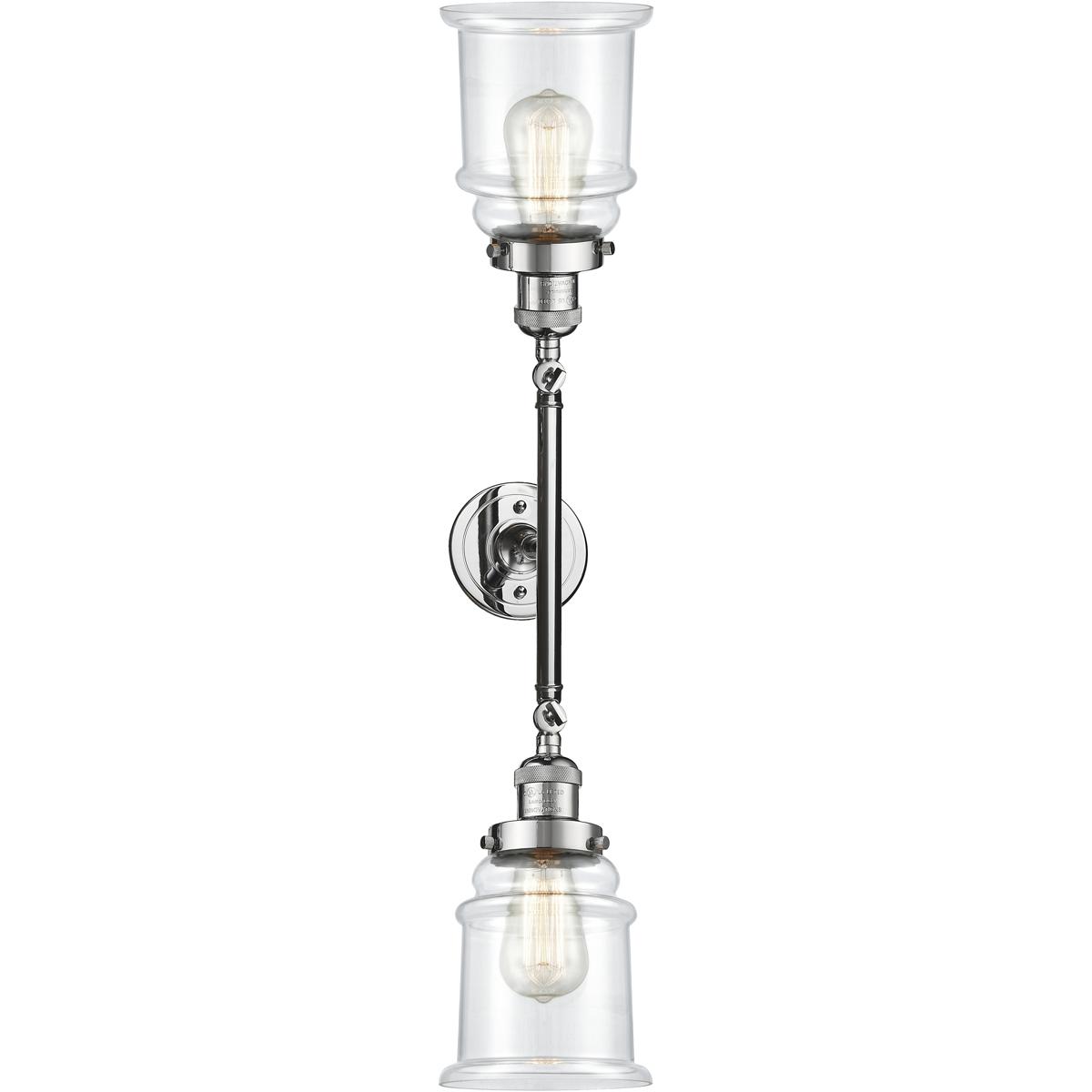Innovations Lighting 208-PC-G182 Franklin Restoration Canton 2 Light 17 inch Polished Chrome Bath Vanity Light Wall Light in Clear Glass, Franklin Res