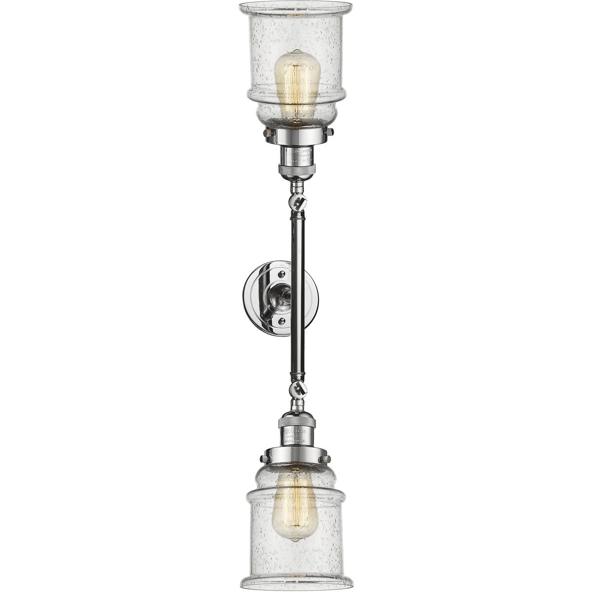 Innovations Lighting 208-PC-G184 Franklin Restoration Canton 2 Light 17 inch Polished Chrome Bath Vanity Light Wall Light in Seedy Glass, Franklin Res