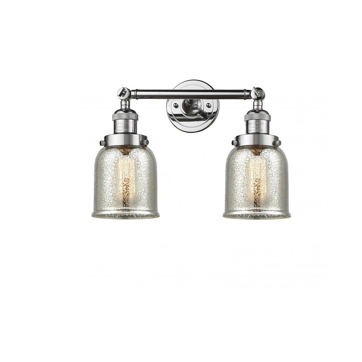 Innovations Lighting 208-PC-G58-LED Franklin Restoration Small Bell LED 15 inch Polished Chrome Bath Vanity Light Wall Light in Silver Plated Mercury 