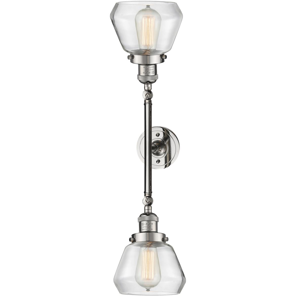 Innovations Lighting 208-PN-G172 Franklin Restoration Fulton 2 Light 17 inch Polished Nickel Bath Vanity Light Wall Light in Clear Glass, Franklin Res
