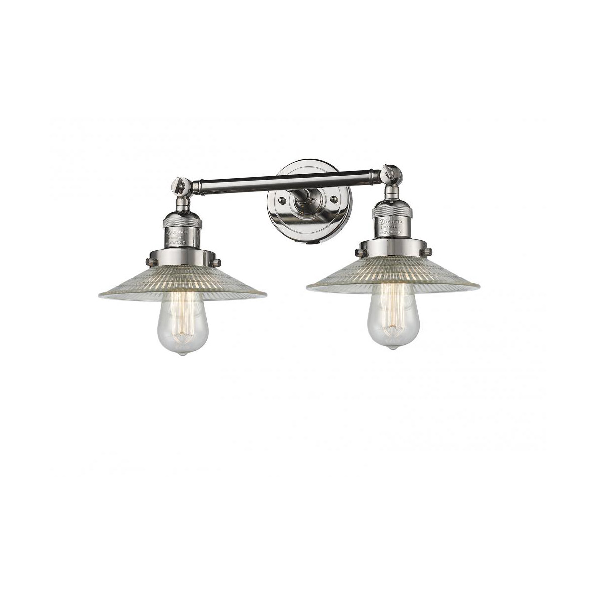 Innovations Lighting 208-PN-G2-LED Franklin Restoration Halophane LED 18 inch Polished Nickel Bath Vanity Light Wall Light in Clear Halophane Glass, F