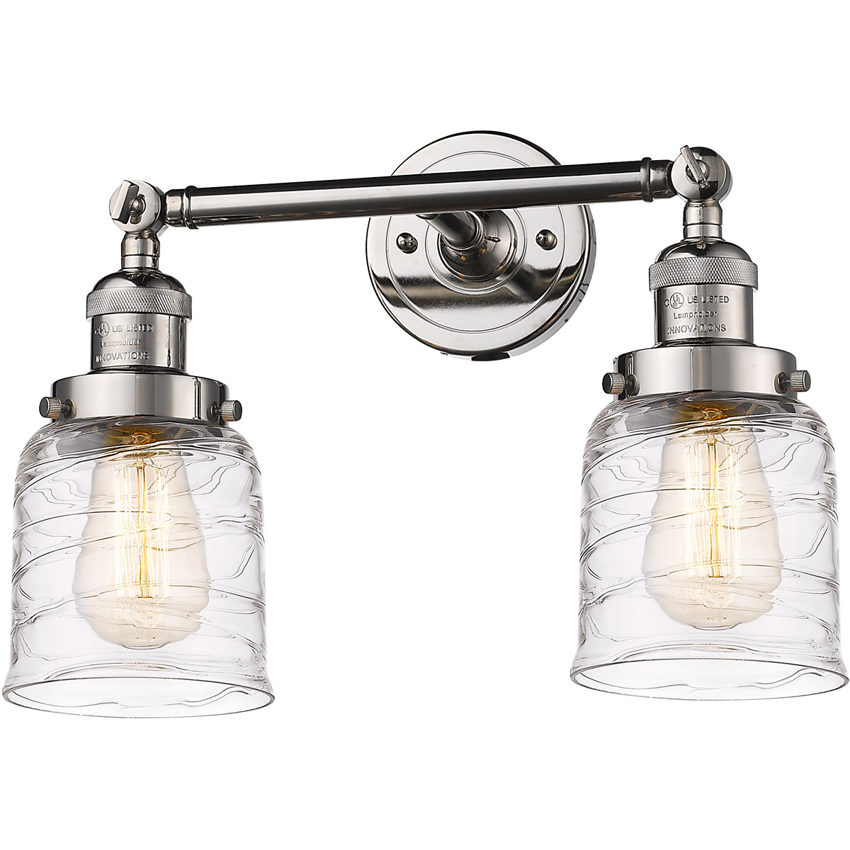 Innovations Lighting 208-PN-G513 Franklin Restoration Bell 2 Light 16 inch Polished Nickel Bath Vanity Light Wall Light