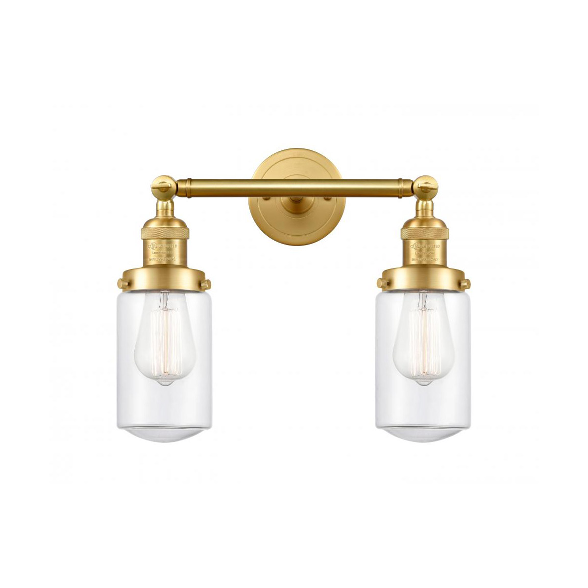 Innovations Lighting 208-SG-G312 Franklin Restoration Dover 2 Light 14 inch Satin Gold Bath Vanity Light Wall Light in Clear Glass, Franklin Restorati