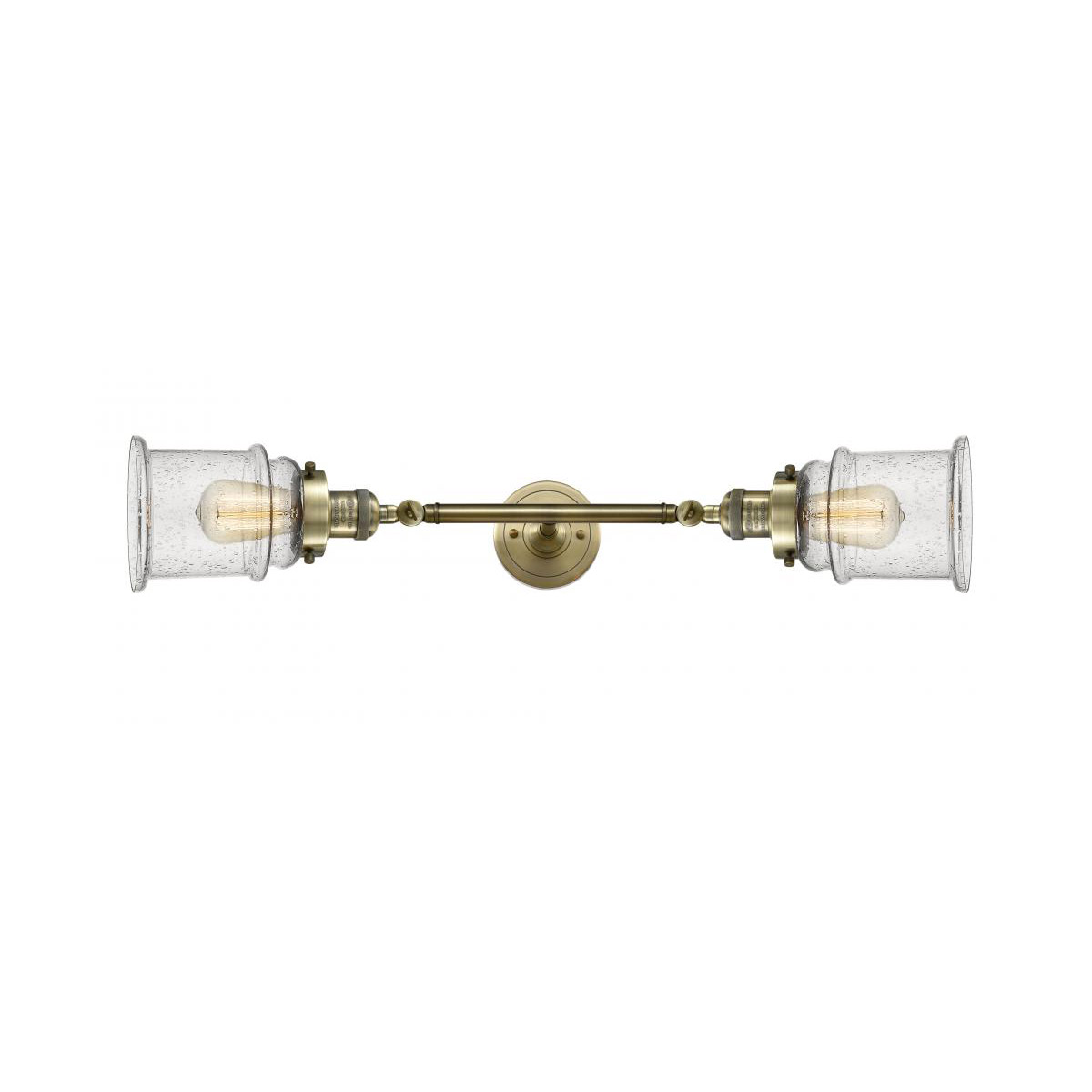 Innovations Lighting 208L-AB-G184 Franklin Restoration Canton 2 Light 6 inch Antique Brass Bath Vanity Light Wall Light in Incandescent, Seedy Glass, 