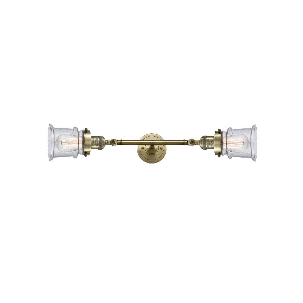 Innovations Lighting 208L-AB-G184S-LED Franklin Restoration Small Canton LED 6 inch Antique Brass Bath Vanity Light Wall Light in Seedy Glass, Frankli