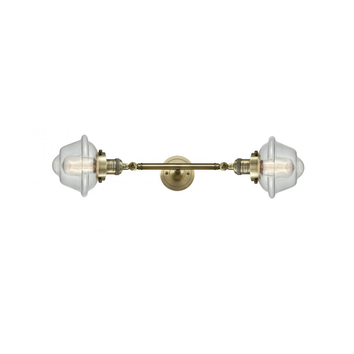 Innovations Lighting 208L-AB-G534 Franklin Restoration Small Oxford 2 Light 8 inch Antique Brass Bath Vanity Light Wall Light in Incandescent, Seedy G