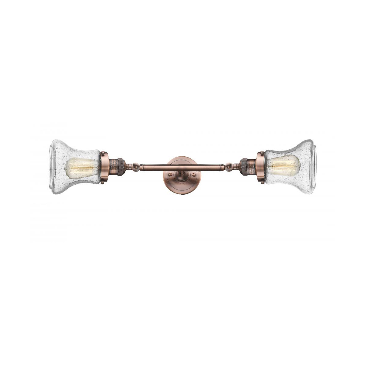 Innovations Lighting 208L-AC-G194 Franklin Restoration Bellmont 2 Light 6 inch Antique Copper Bath Vanity Light Wall Light in Seedy Glass, Franklin Re