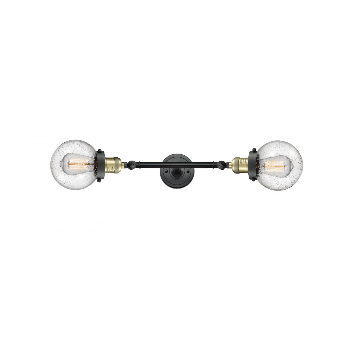 Innovations Lighting 208L-BAB-G204-6 Franklin Restoration Beacon 2 Light 6 inch Black Antique Brass Bath Vanity Light Wall Light in Seedy Glass, Frank