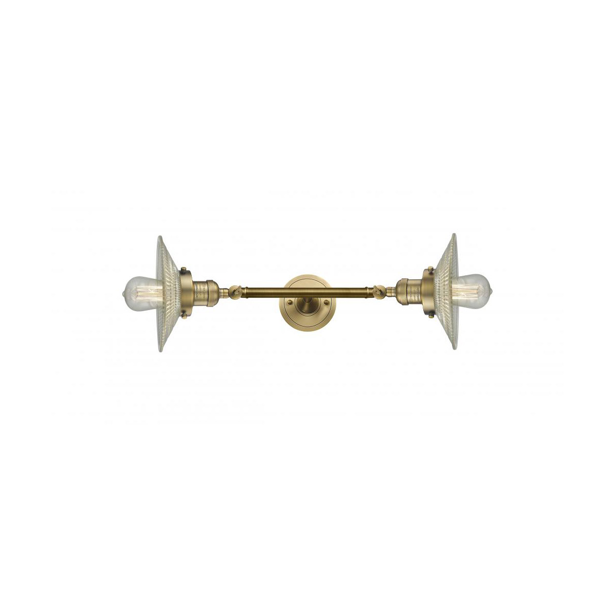 Innovations Lighting 208L-BB-G2-LED Franklin Restoration Halophane LED 9 inch Brushed Brass Bath Vanity Light Wall Light in Clear Halophane Glass, Fra