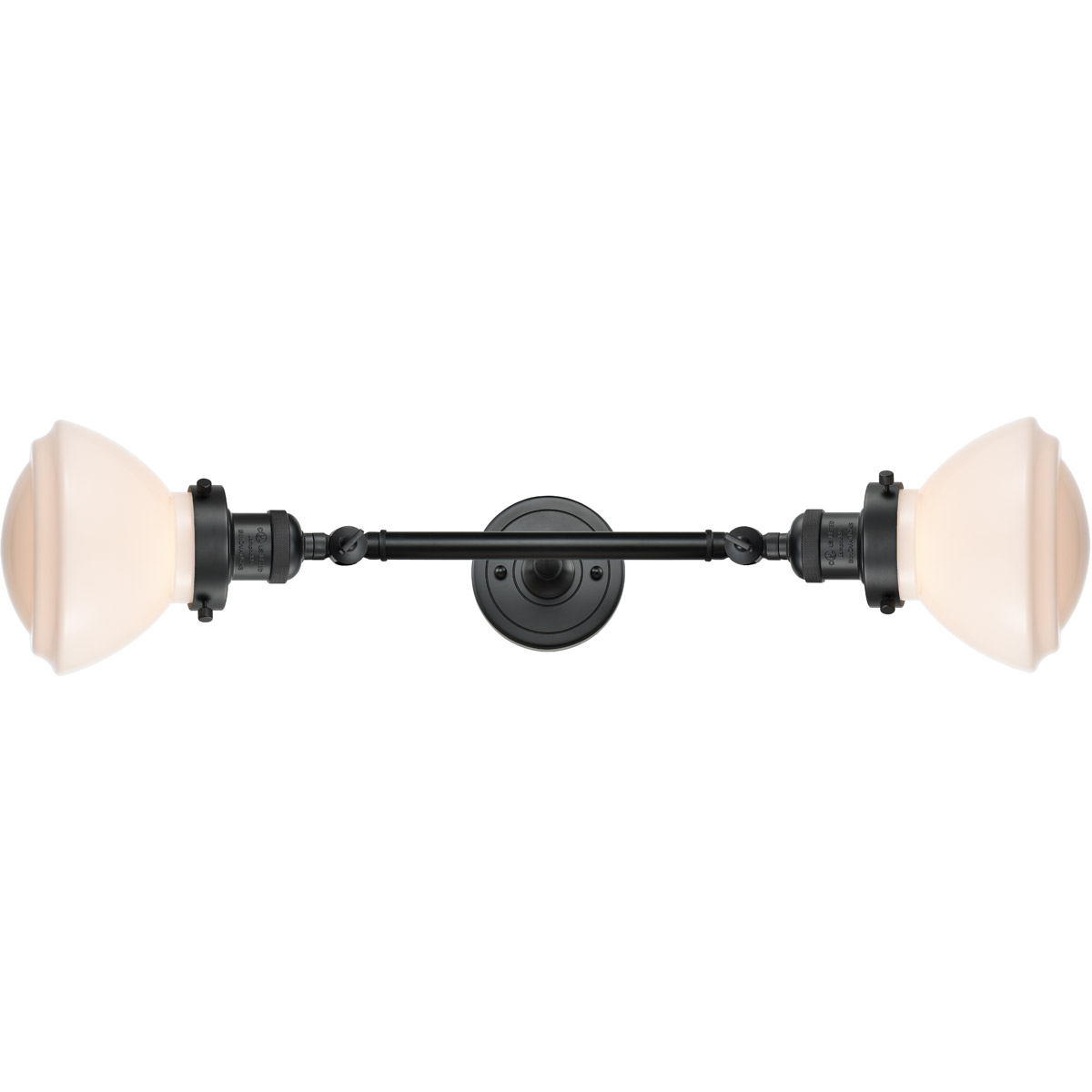 Innovations Lighting 208L-BK-G321-LED Franklin Restoration Olean LED 7 inch Matte Black Bath Vanity Light Wall Light in Matte White Glass, Franklin Re