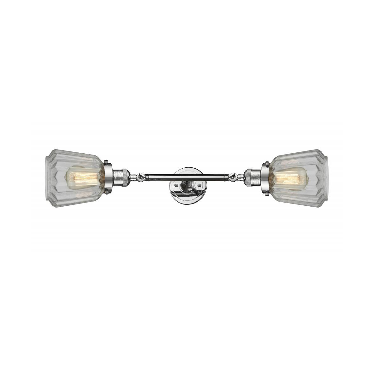 Innovations Lighting 208L-PC-G142-LED Franklin Restoration Chatham LED 6 inch Polished Chrome Bath Vanity Light Wall Light in Clear Glass, Franklin Re