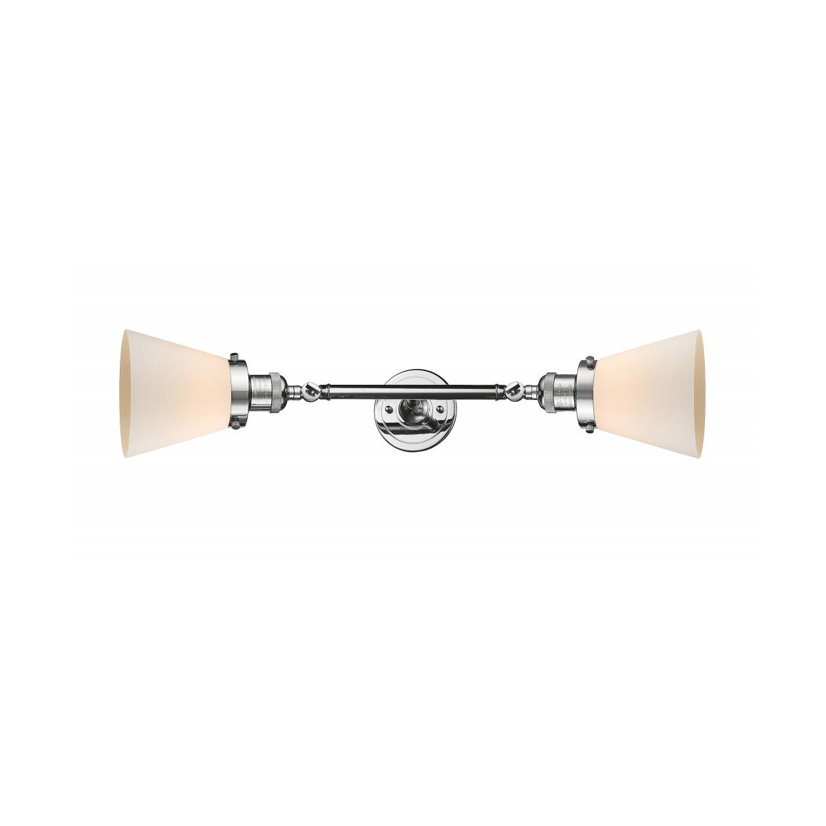Innovations Lighting 208L-PC-G61-LED Franklin Restoration Small Cone LED 6 inch Polished Chrome Bath Vanity Light Wall Light in Matte White Glass, Fra