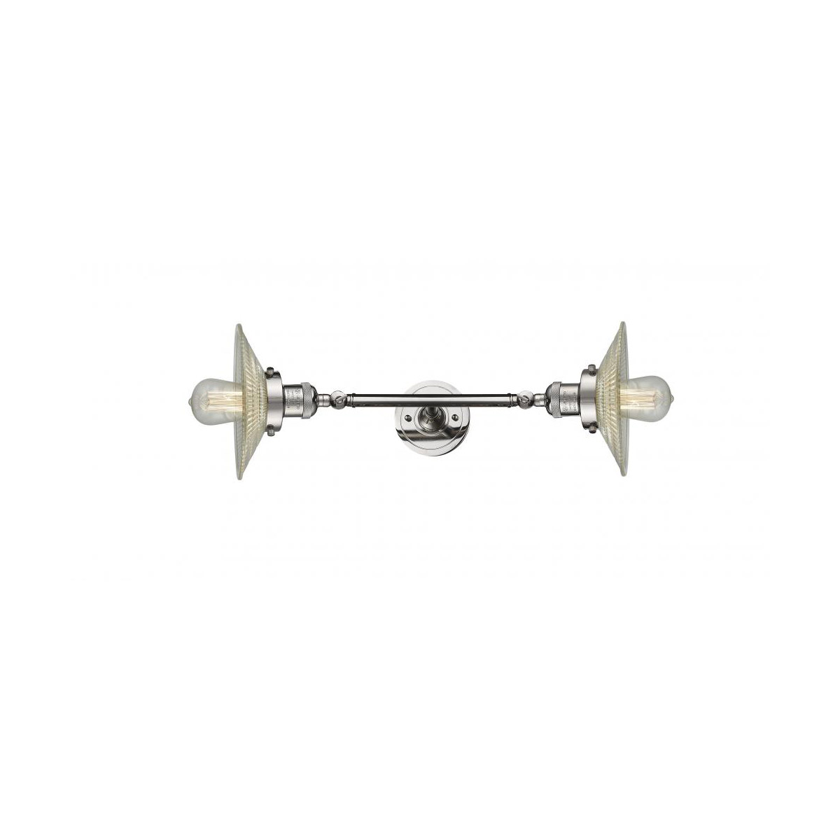 Innovations Lighting 208L-PN-G2 Franklin Restoration Halophane 2 Light 9 inch Polished Nickel Bath Vanity Light Wall Light in Clear Halophane Glass, F
