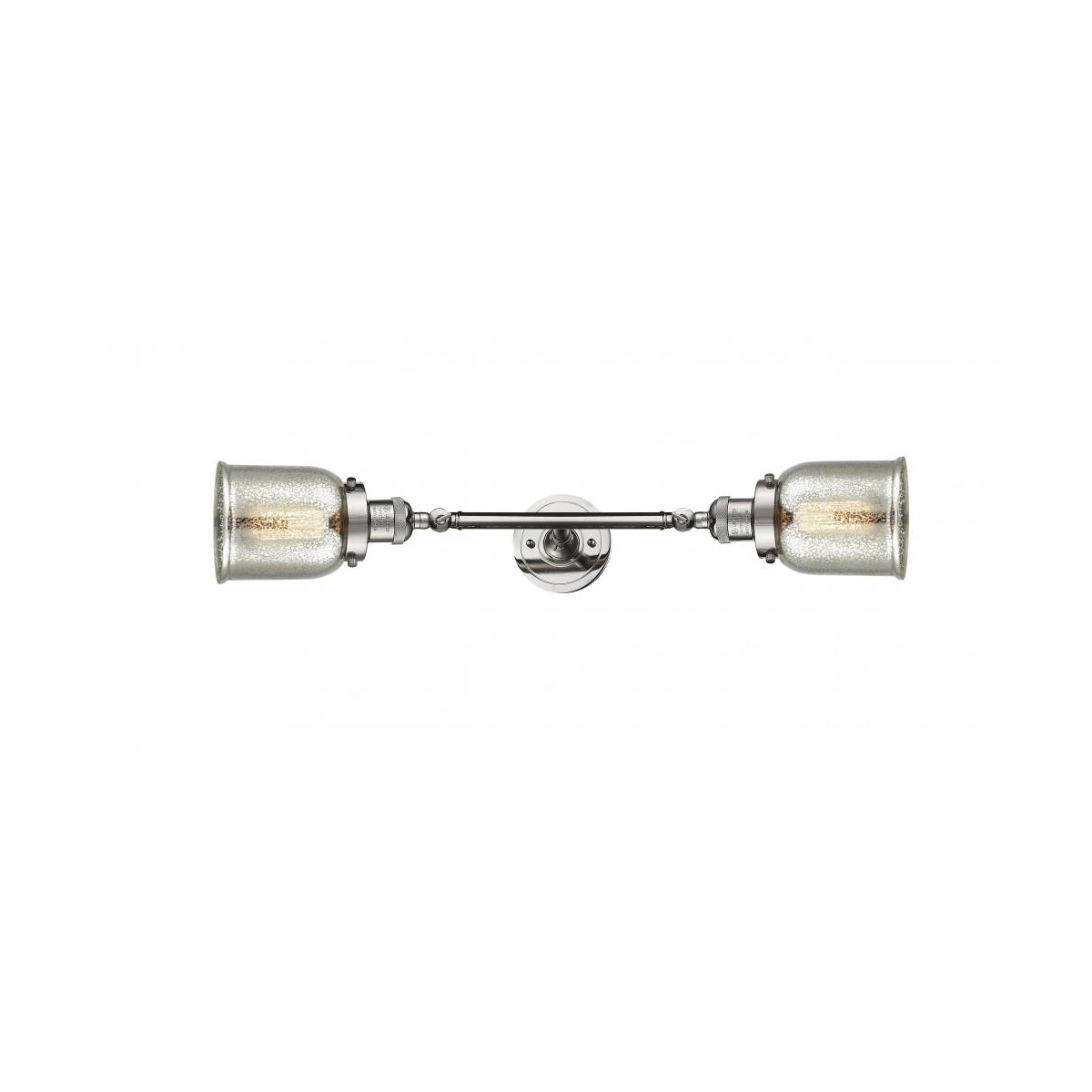 Innovations Lighting 208L-PN-G58 Franklin Restoration Small Bell 2 Light 5 inch Polished Nickel Bath Vanity Light Wall Light in Silver Plated Mercury 