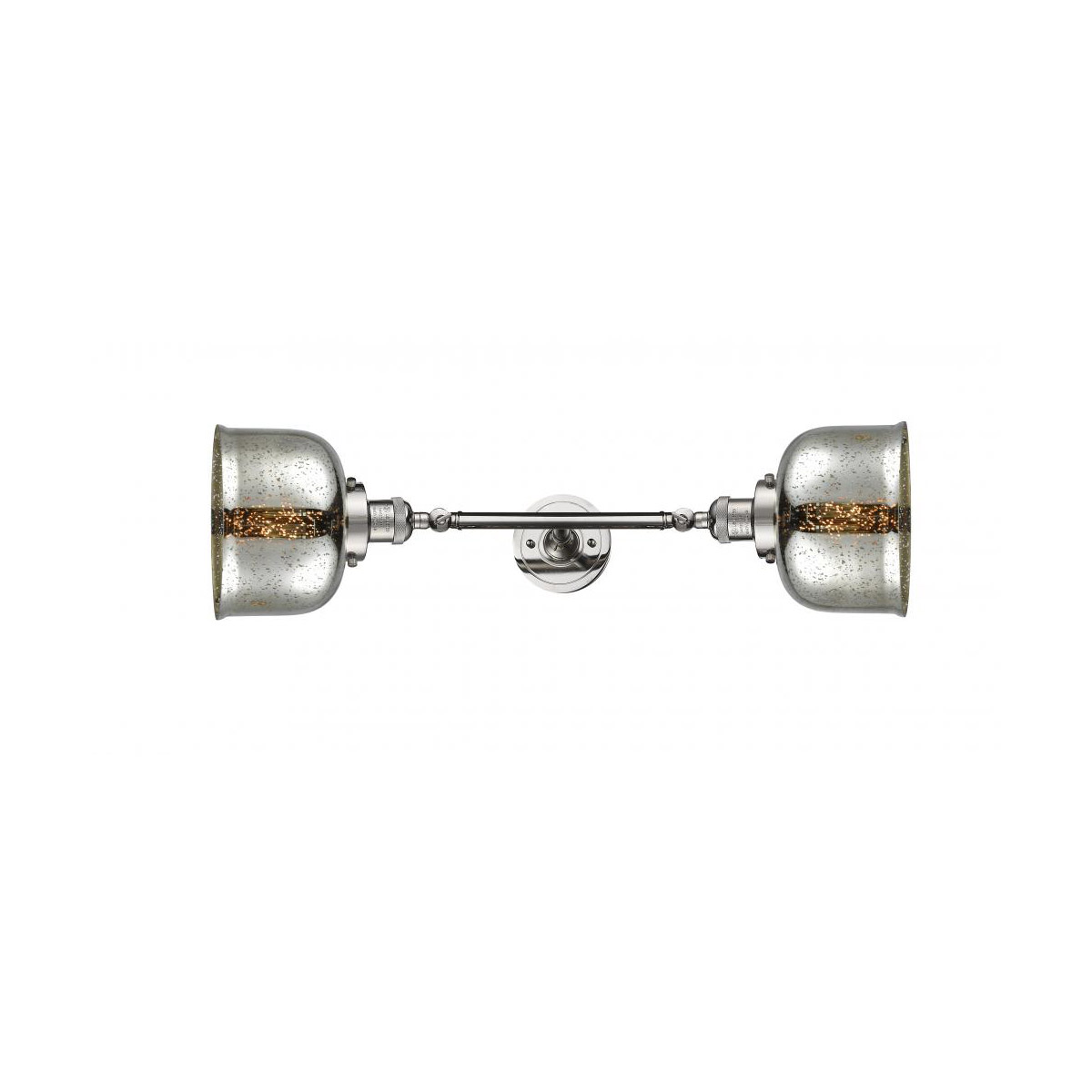 Innovations Lighting 208L-PN-G78 Franklin Restoration Large Bell 2 Light 8 inch Polished Nickel Bath Vanity Light Wall Light in Silver Plated Mercury 