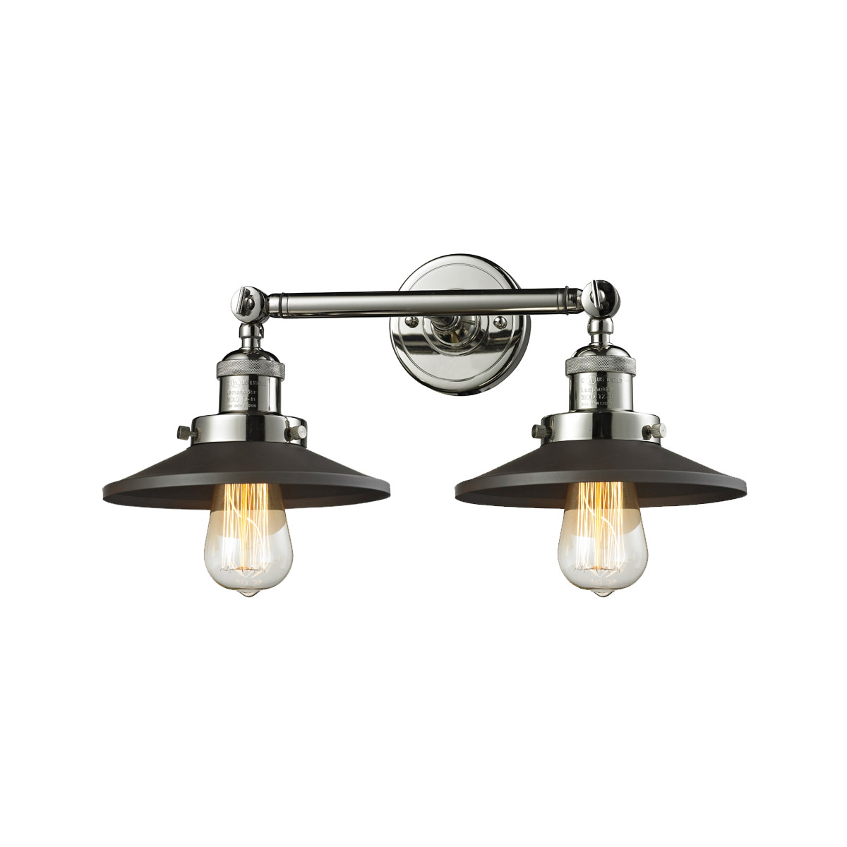 Innovations Lighting 208L-PN-M6BK-LED Franklin Restoration Railroad LED 8 inch Polished Nickel Bath Vanity Light Wall Light in Matte Black, Franklin R