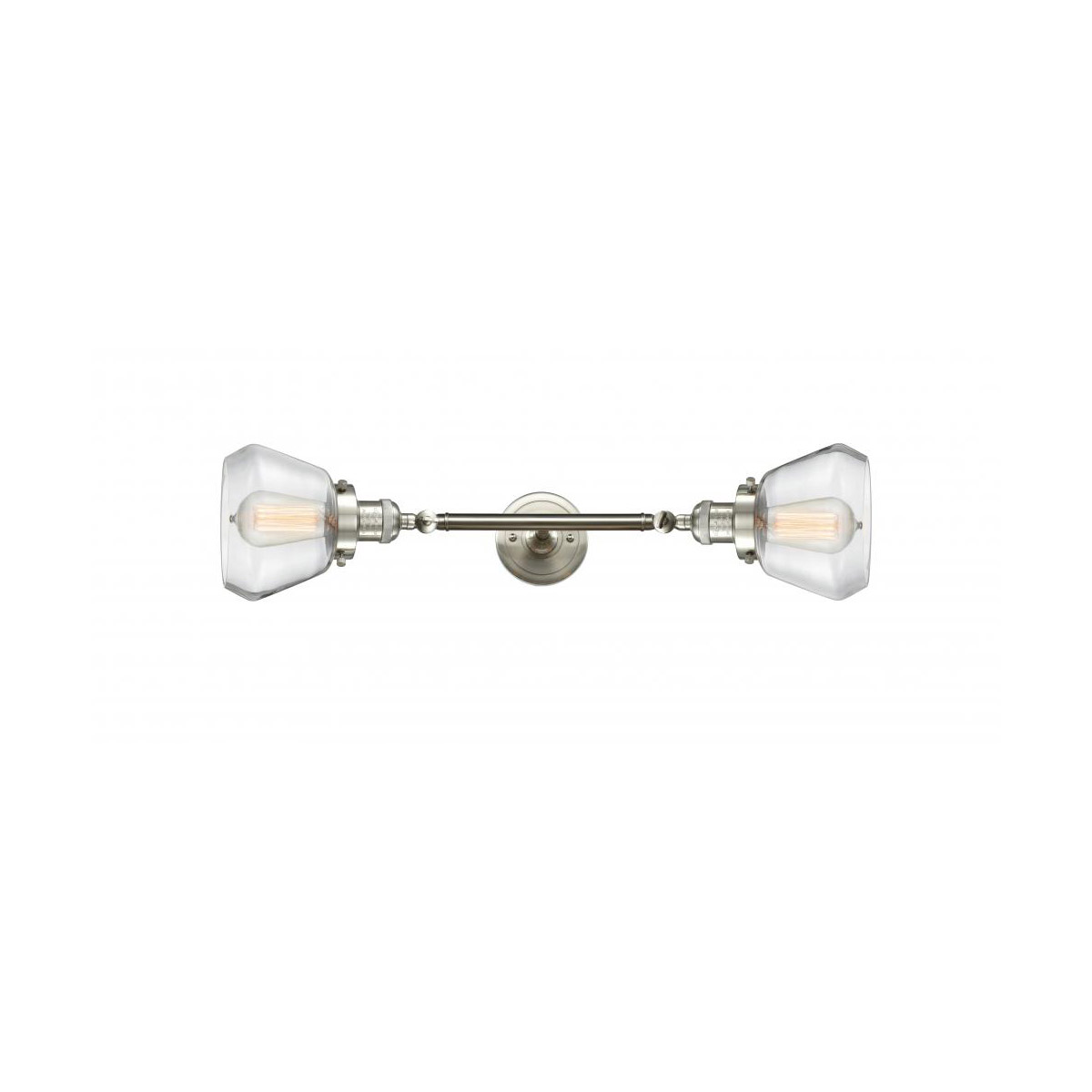 Innovations Lighting 208L-SN-G172 Franklin Restoration Fulton 2 Light 7 inch Brushed Satin Nickel Bath Vanity Light Wall Light in Clear Glass, Frankli