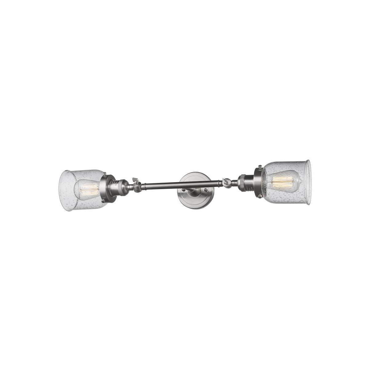 Innovations Lighting 208L-SN-G54-LED Franklin Restoration Small Bell LED 5 inch Brushed Satin Nickel Bath Vanity Light Wall Light in Seedy Glass, Fran