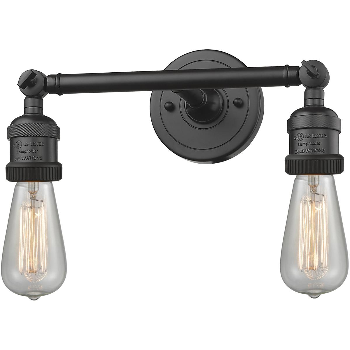Innovations Lighting 208-OB Franklin Restoration Bare Bulb 2 Light 11 inch Oil Rubbed Bronze Bath Vanity Light Wall Light, Franklin Restoration