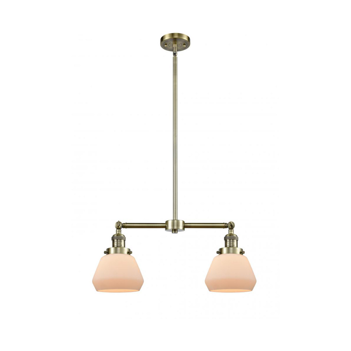 Innovations Lighting 209-AB-G171 Franklin Restoration Fulton 2 Light 21 inch Antique Brass Chandelier Ceiling Light in Matte White Glass, Franklin Res