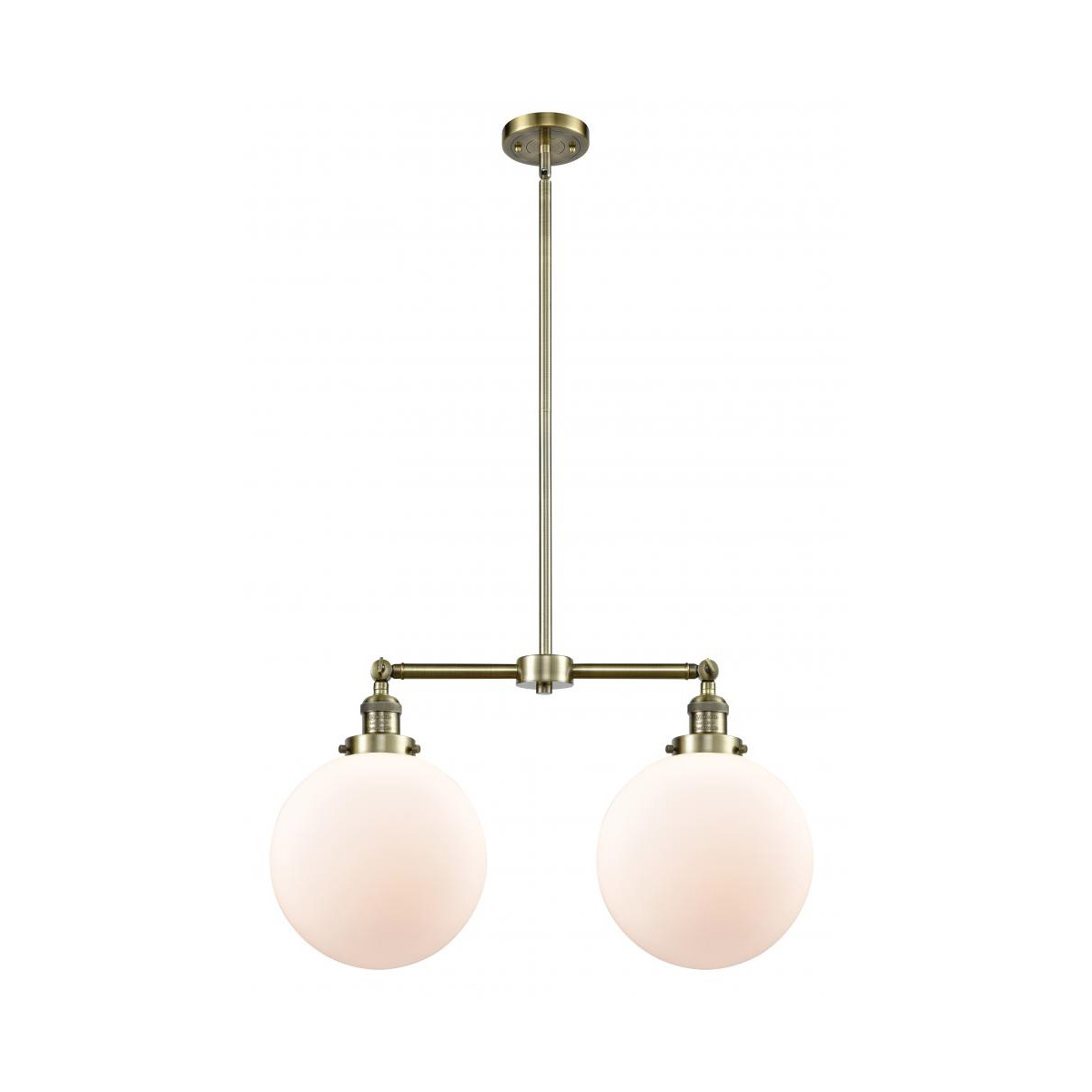 Innovations Lighting 209-AB-G201-10 Franklin Restoration X-Large Beacon 2 Light 25 inch Antique Brass Island Light Ceiling Light in Cased Matte White