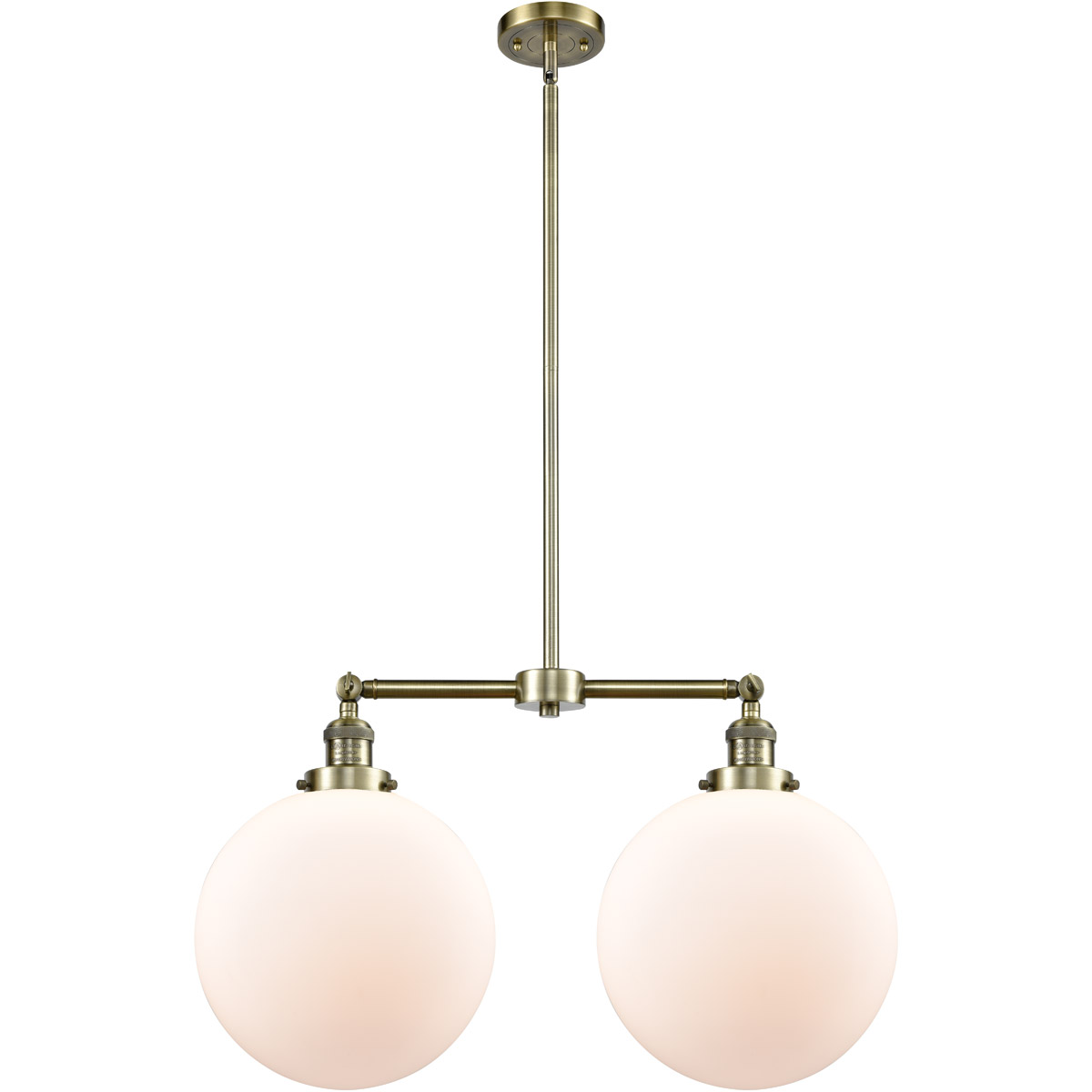 Innovations Lighting 209-AB-G201-12-LED Franklin Restoration XX-Large Beacon LED 27 inch Antique Brass Chandelier Ceiling Light in Matte White Glass,