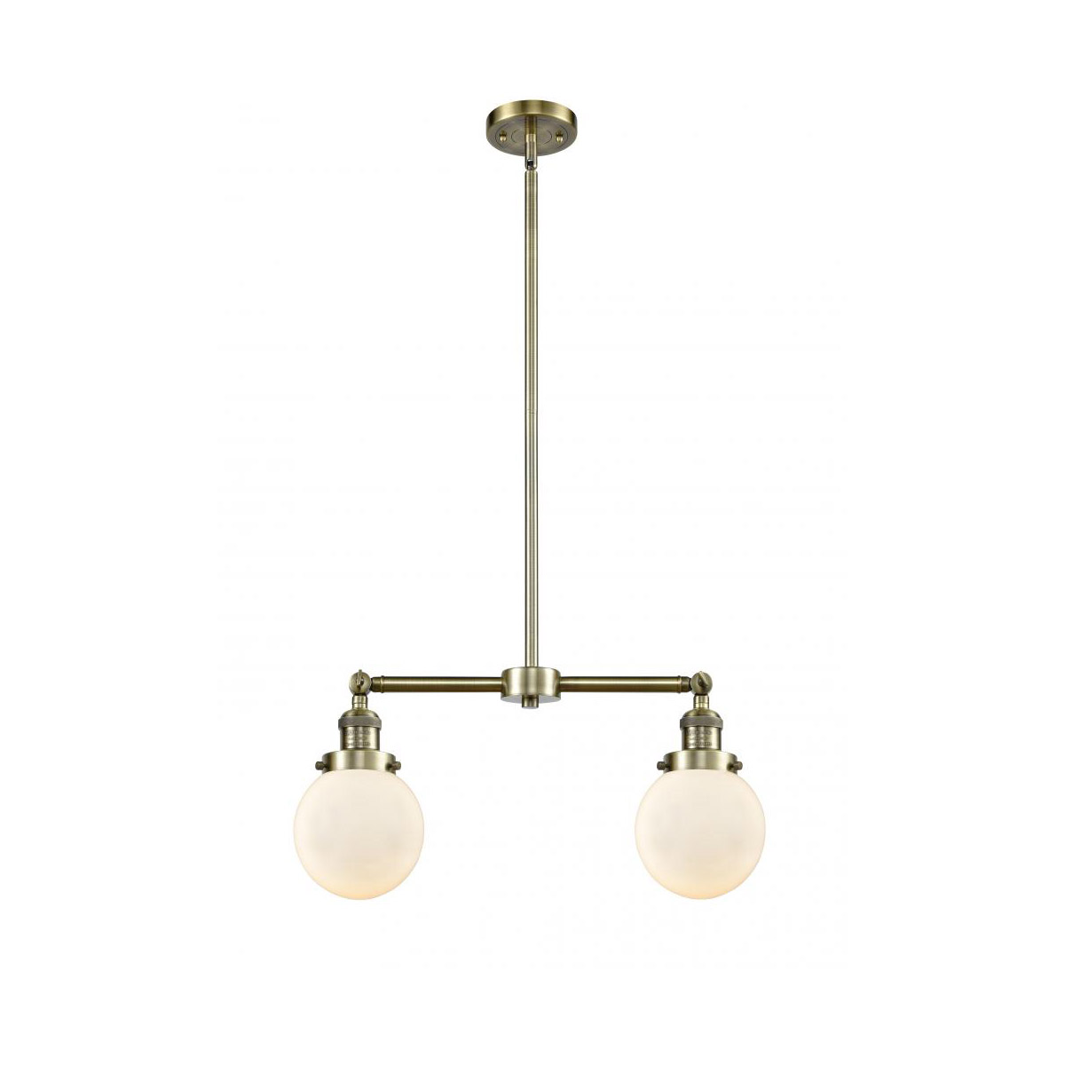 Innovations Lighting 209-AB-G201-6 Franklin Restoration Beacon 2 Light 23 inch Antique Brass Chandelier Ceiling Light in Cased Matte White Glass, Fran