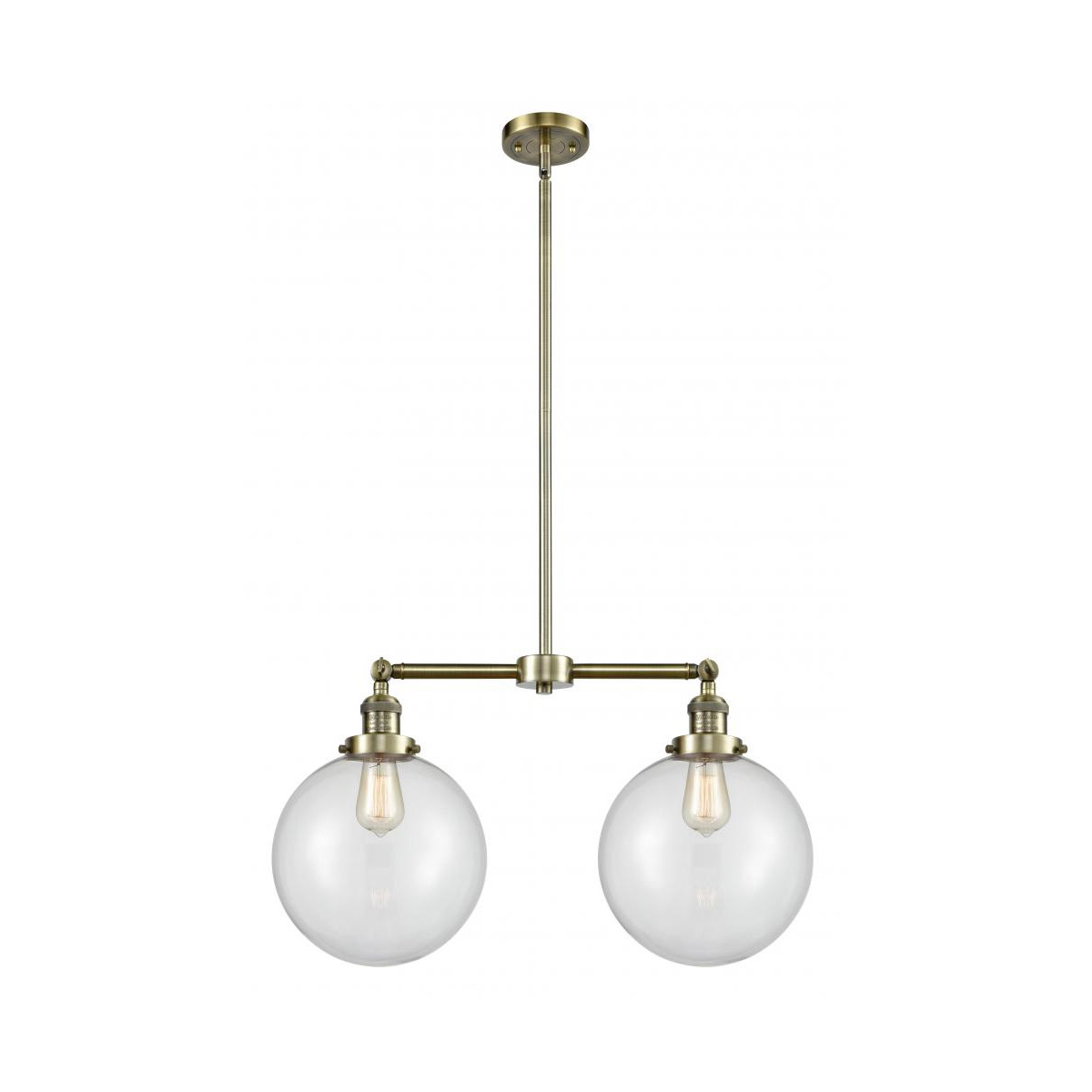 Innovations Lighting 209-AB-G202-10 Franklin Restoration X-Large Beacon 2 Light 25 inch Antique Brass Island Light Ceiling Light in Clear Glass, Frank
