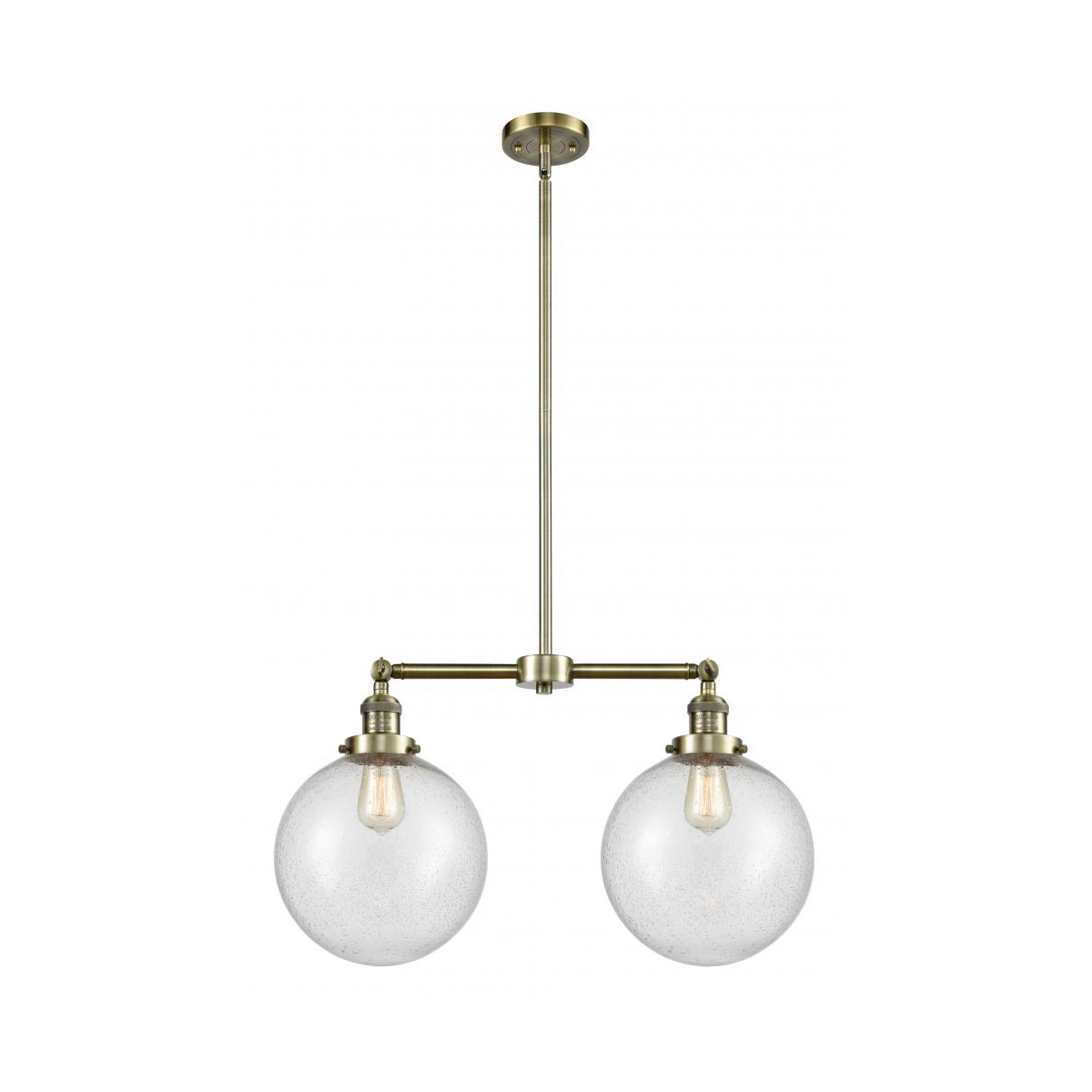 Innovations Lighting 209-AB-G204-10 Franklin Restoration X-Large Beacon 2 Light 25 inch Antique Brass Island Light Ceiling Light in Seedy Glass, Frank