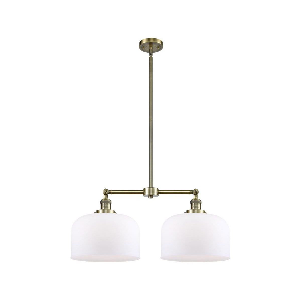 Innovations Lighting 209-AB-G71-L Franklin Restoration X-Large Bell 2 Light 43 inch Antique Brass Island Light Ceiling Light in Incandescent, Matte Wh