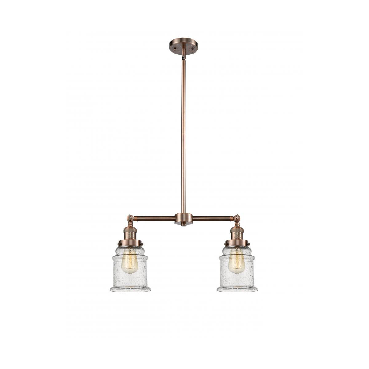 Innovations Lighting 209-AC-G184 Franklin Restoration Canton 2 Light 21 inch Antique Copper Chandelier Ceiling Light in Seedy Glass, Franklin Restorat