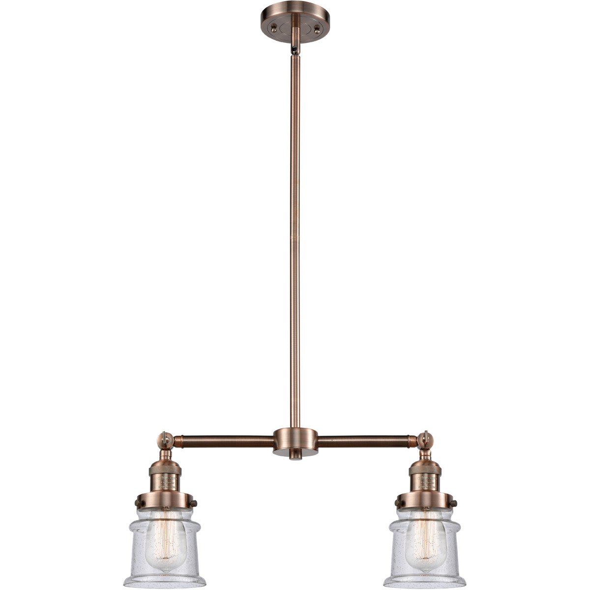 Innovations Lighting 209-AC-G184S Franklin Restoration Small Canton 2 Light 21 inch Antique Copper Island Light Ceiling Light in Seedy Glass, Franklin